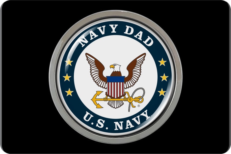 U.S. Navy Dad - Tow Hitch Cover with Chrome Emblem